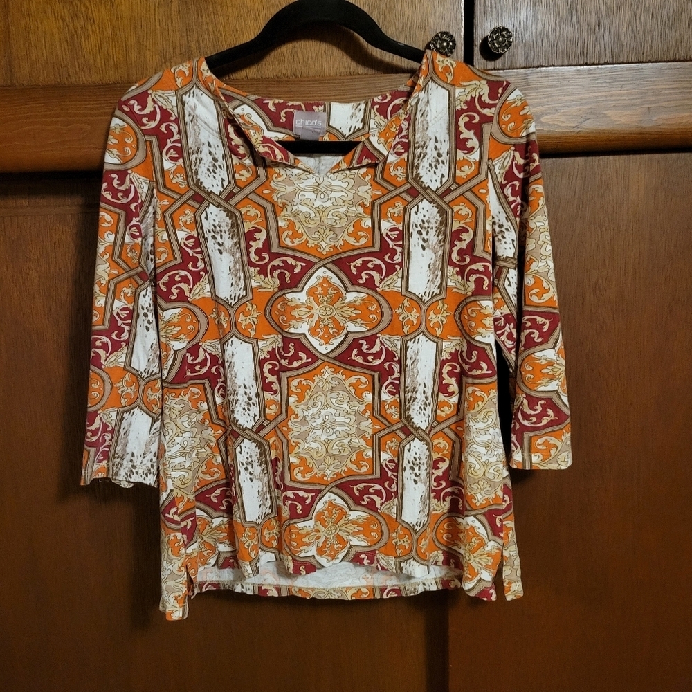Chicos Art To Wear Artsy Multicolored Long Sleeve | Small